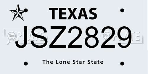JSZ2829 Texas License Plate
