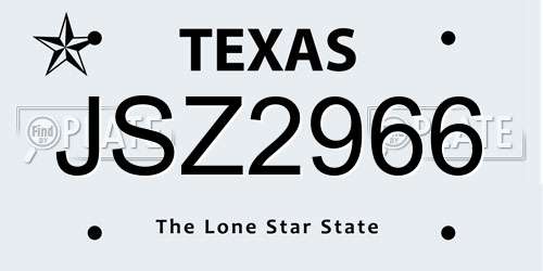 JSZ2966 Texas License Plate