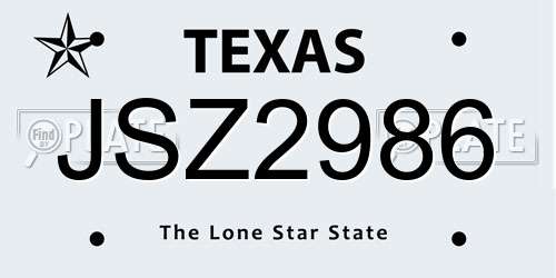JSZ2986 Texas License Plate