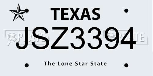 JSZ3394 Texas License Plate