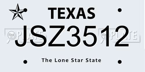 JSZ3512 Texas License Plate