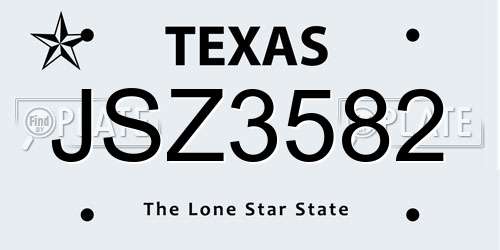 JSZ3582 Texas License Plate