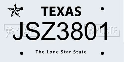 JSZ3801 Texas License Plate