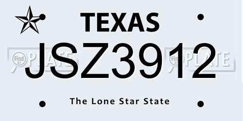 JSZ3912 Texas License Plate