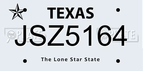 JSZ5164 Texas License Plate