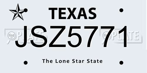 JSZ5771 Texas License Plate