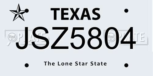 JSZ5804 Texas License Plate