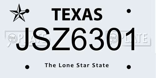 JSZ6301 Texas License Plate