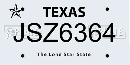 JSZ6364 Texas License Plate