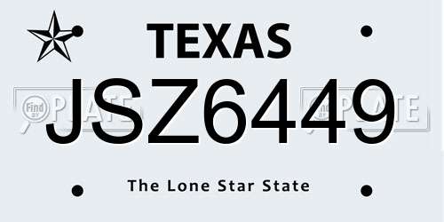 JSZ6449 Texas License Plate