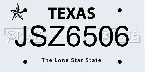 JSZ6506 Texas License Plate