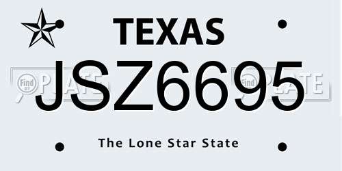 JSZ6695 Texas License Plate