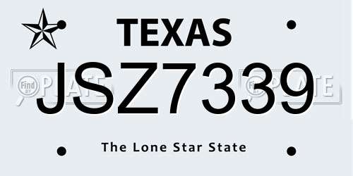 JSZ7339 Texas License Plate
