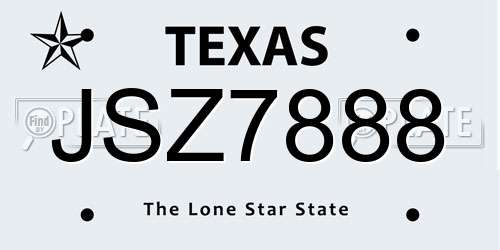 JSZ7888 Texas License Plate