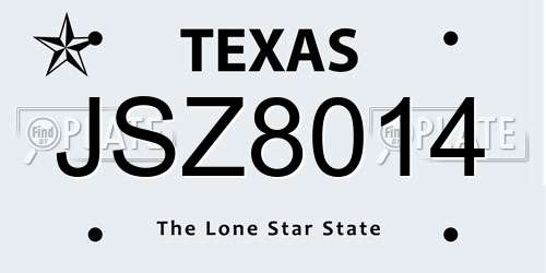 JSZ8014 Texas License Plate