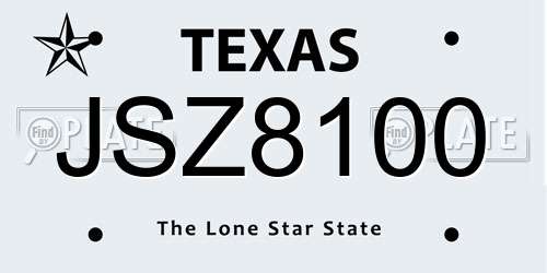 JSZ8100 Texas License Plate