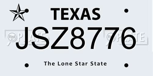 JSZ8776 Texas License Plate