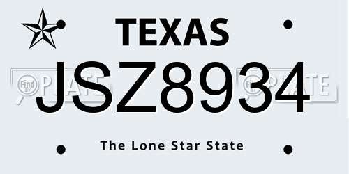 JSZ8934 Texas License Plate
