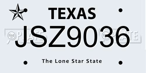 JSZ9036 Texas License Plate