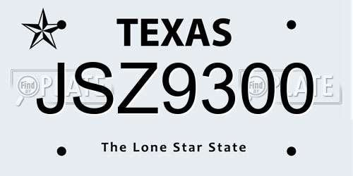 JSZ9300 Texas License Plate