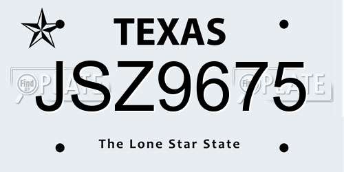 JSZ9675 Texas License Plate