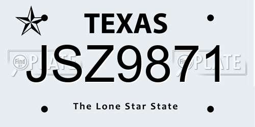 JSZ9871 Texas License Plate
