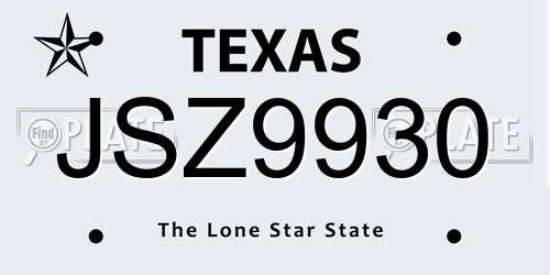 JSZ9930 Texas License Plate