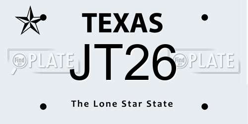 JT26 Texas License Plate
