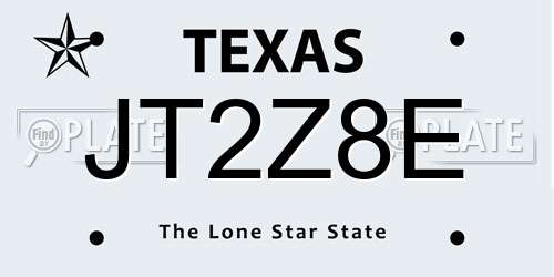 JT2Z8E Texas License Plate