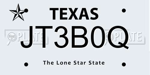 JT3B0Q Texas License Plate