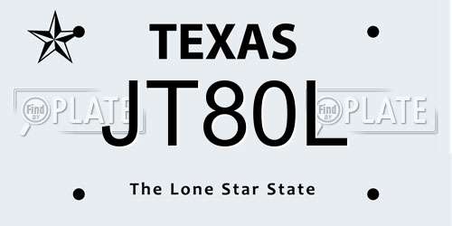 JT80L Texas License Plate