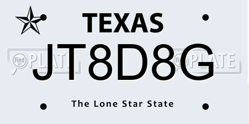 JT8D8G Texas License Plate