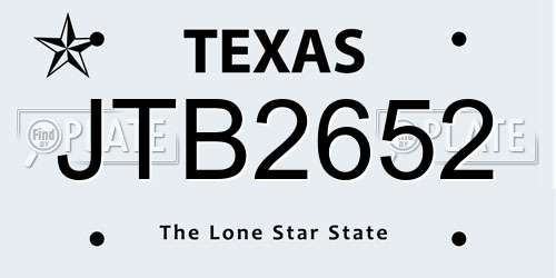 JTB2652 Texas License Plate