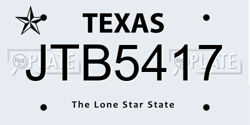 JTB5417 Texas License Plate