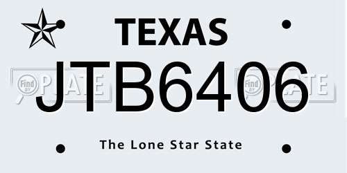 JTB6406 Texas License Plate
