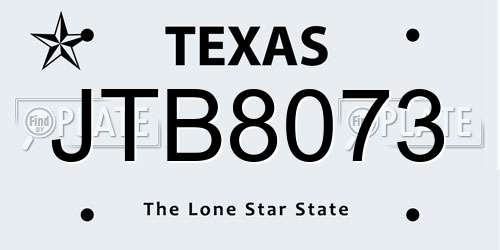 JTB8073 Texas License Plate