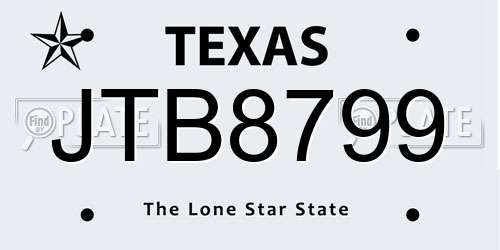 JTB8799 Texas License Plate