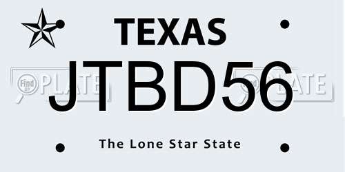 JTBD56 Texas License Plate