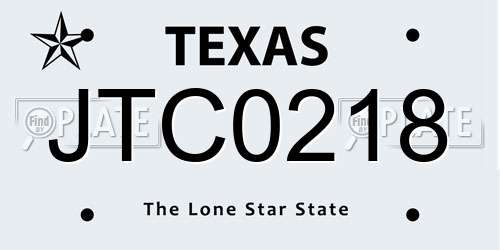 JTC0218 Texas License Plate