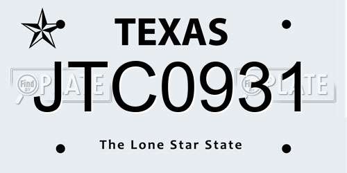 JTC0931 Texas License Plate