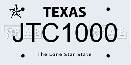 JTC1000 Texas License Plate