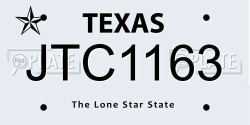 JTC1163 Texas License Plate