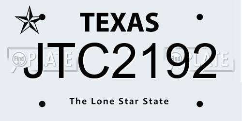 JTC2192 Texas License Plate