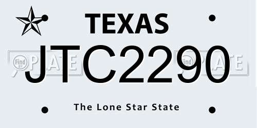 JTC2290 Texas License Plate