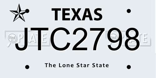 JTC2798 Texas License Plate