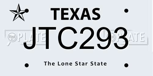 JTC293 Texas License Plate