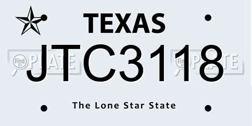 JTC3118 Texas License Plate