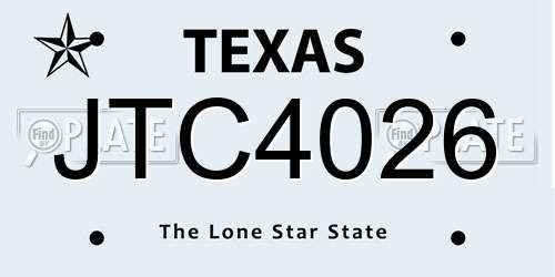 JTC4026 Texas License Plate