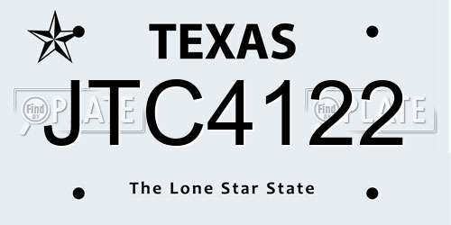 JTC4122 Texas License Plate