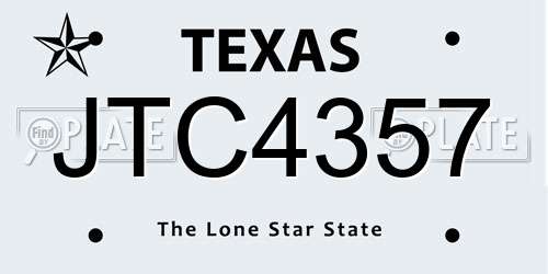 JTC4357 Texas License Plate